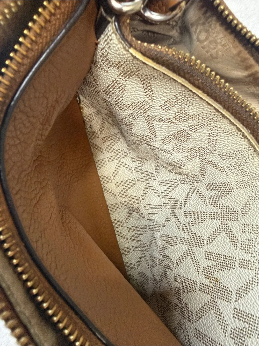Michael Kors Tan Pebbled Leather Crossbody with Gold Hardware